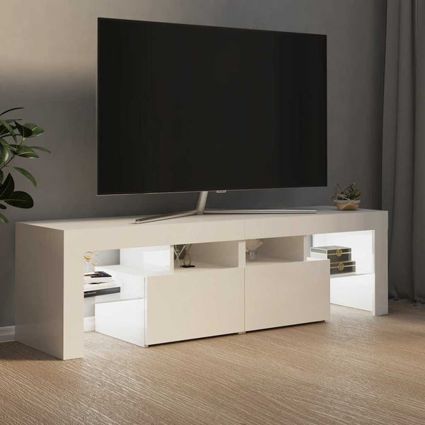 TV-Schrank Weiß Hochglanz mit LED 140cm