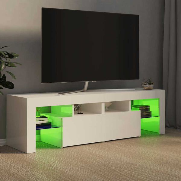 TV-Schrank Weiß Hochglanz mit LED 140cm