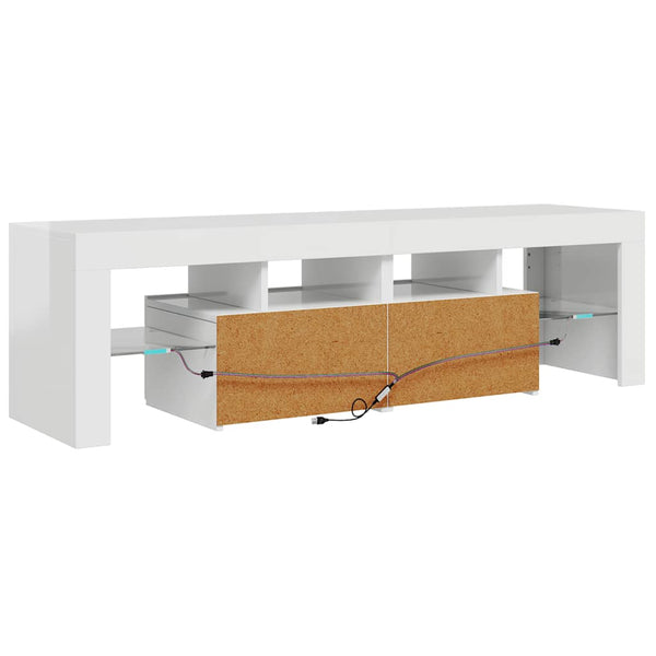 TV-Schrank Weiß Hochglanz mit LED 140cm