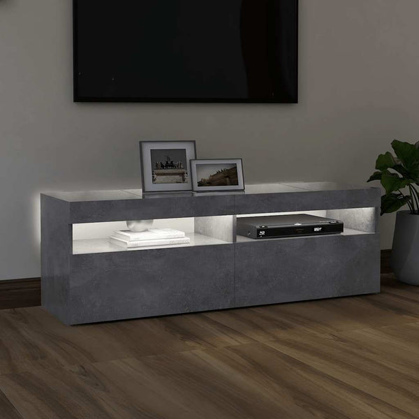 TV-Schrank Betongrau mit LED 120 cm
