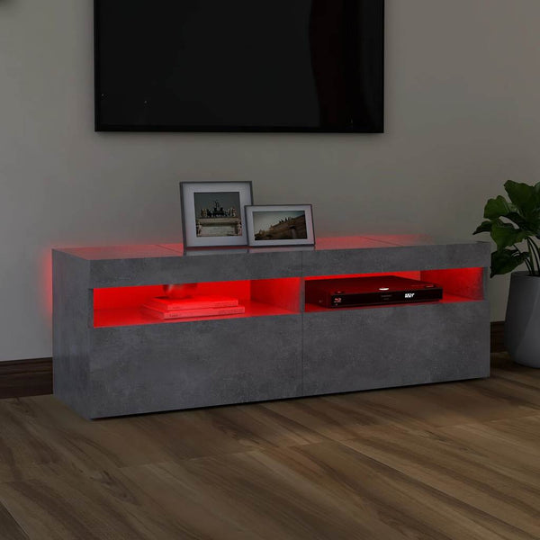 TV-Schrank Betongrau mit LED 120 cm