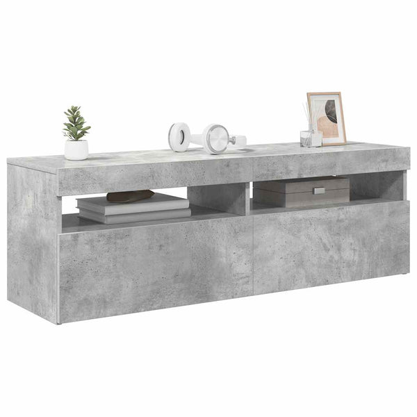 TV-Schrank Betongrau mit LED 120 cm