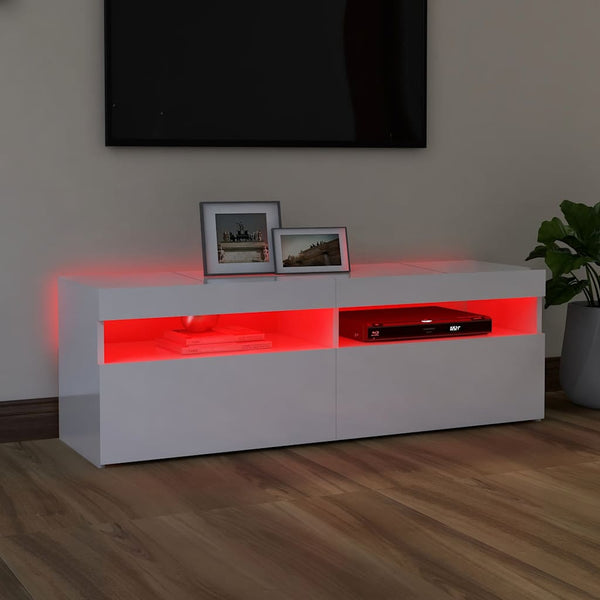 TV-Schrank Hochglanz Weiß mit LED 120 cm