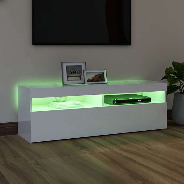 TV-Schrank Hochglanz Weiß mit LED 120 cm