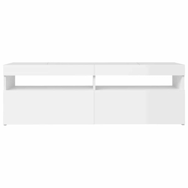 TV-Schrank Hochglanz Weiß mit LED 120 cm