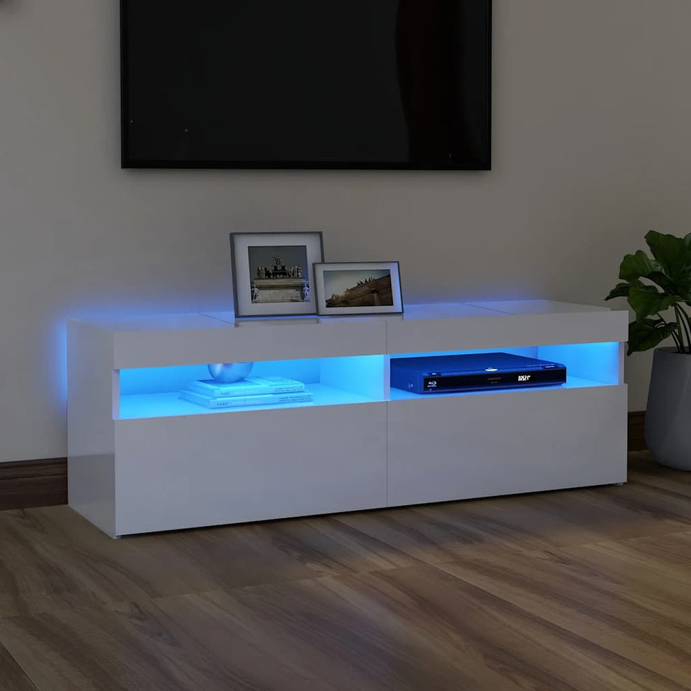 TV-Schrank Hochglanz Weiß mit LED 120 cm