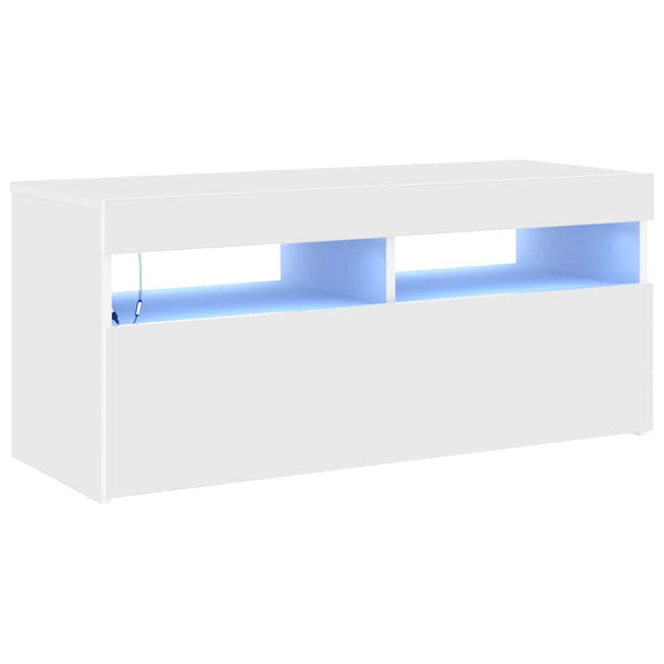 TV-Schrank Weiß mit LED 90 cm