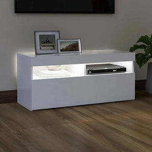 TV-Schrank Weiß mit LED 90 cm