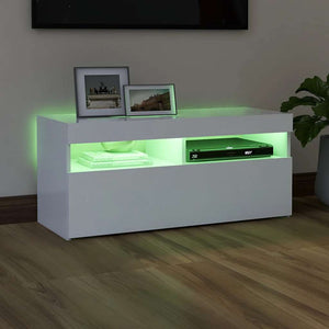 TV-Schrank Weiß mit LED 90 cm
