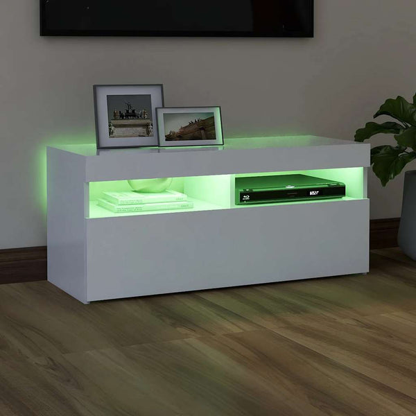 TV-Schrank Weiß mit LED 90 cm