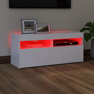 TV-Schrank Weiß mit LED 90 cm