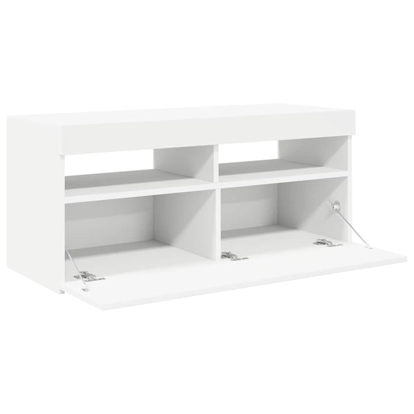 TV-Schrank Weiß mit LED 90 cm