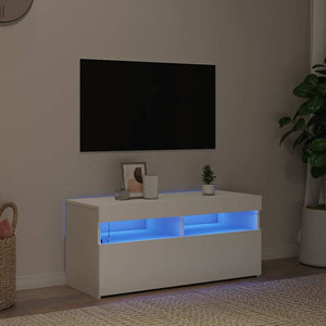 TV-Schrank Weiß mit LED 90 cm