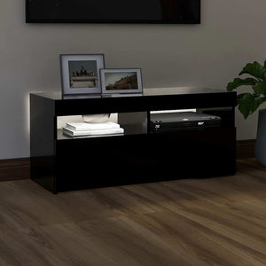 TV-Schrank mit LED Schwarz 90cm