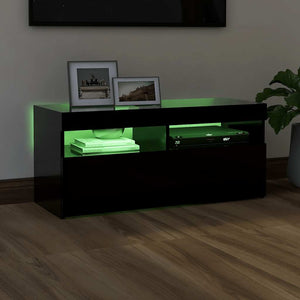 TV-Schrank mit LED Schwarz 90cm