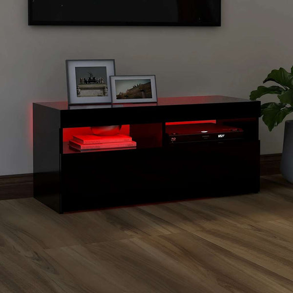 TV-Schrank mit LED Schwarz 90cm