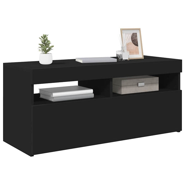 TV-Schrank mit LED Schwarz 90cm