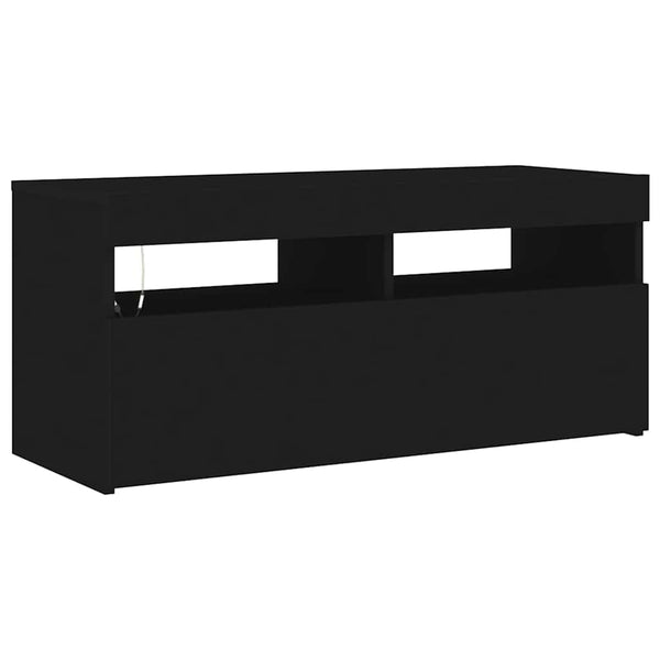 TV-Schrank mit LED Schwarz 90cm
