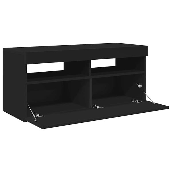 TV-Schrank mit LED Schwarz 90cm