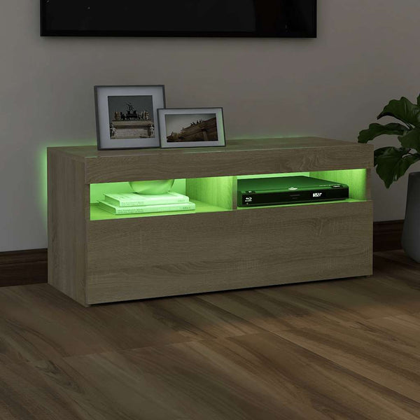 TV-Schrank Sonoma Eiche mit LED 90cm