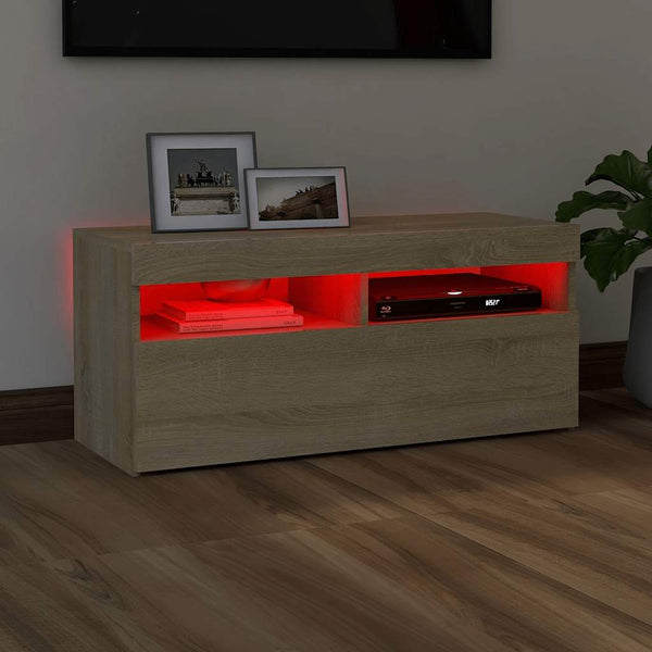 TV-Schrank Sonoma Eiche mit LED 90cm