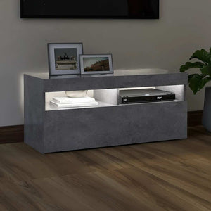 Meuble TV vidaXL avec lumières LED gris béton 90x35x40 cm