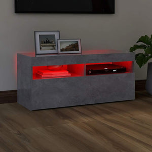 Meuble TV vidaXL avec lumières LED gris béton 90x35x40 cm