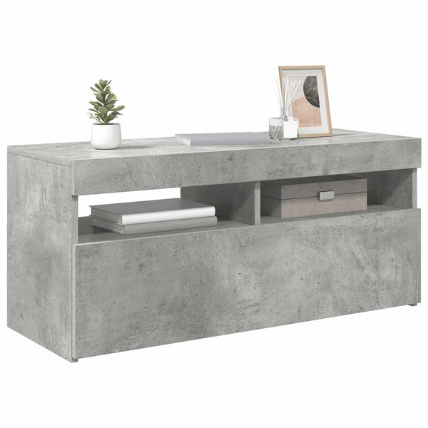 Meuble TV vidaXL avec lumières LED gris béton 90x35x40 cm