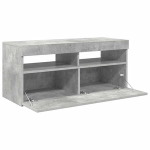 Meuble TV vidaXL avec lumières LED gris béton 90x35x40 cm