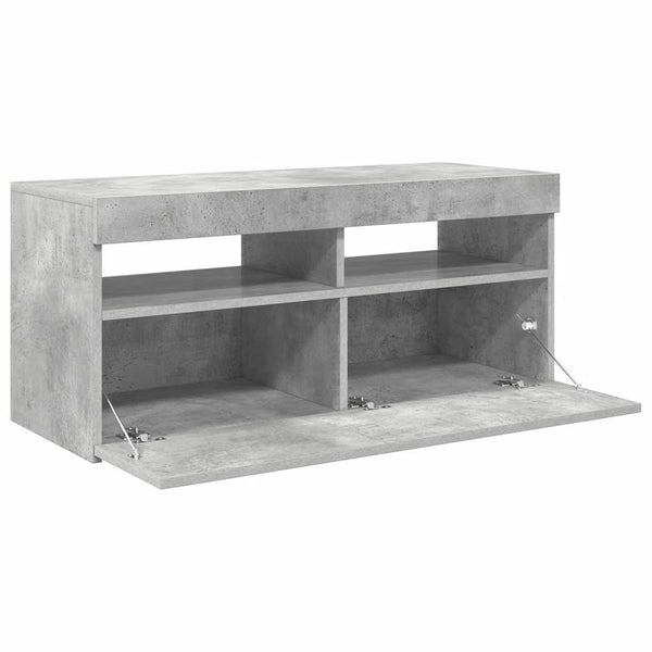 Meuble TV vidaXL avec lumières LED gris béton 90x35x40 cm