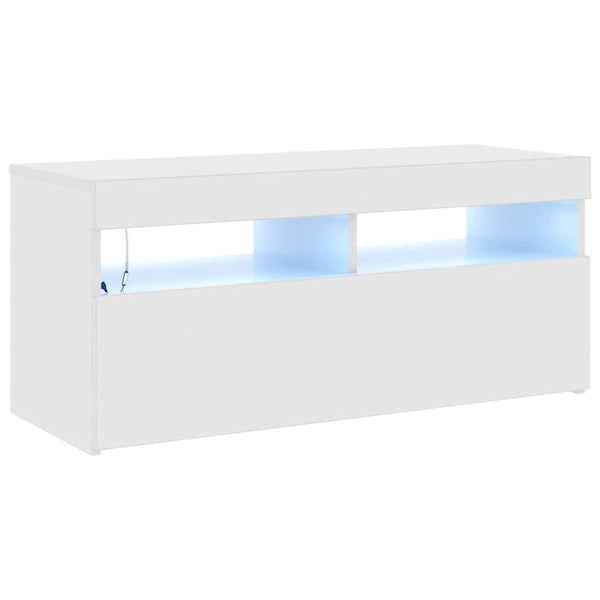 TV-Schrank Weiß Hochglanz mit LED 90cm