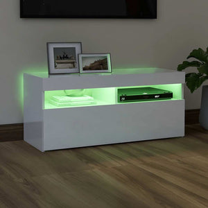 TV-Schrank Weiß Hochglanz mit LED 90cm