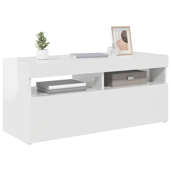 TV-Schrank Weiß Hochglanz mit LED 90cm