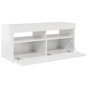 TV-Schrank Weiß Hochglanz mit LED 90cm