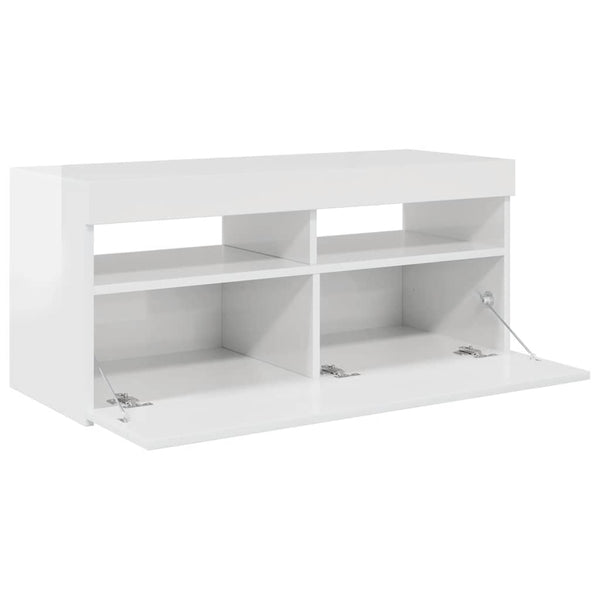 TV-Schrank Weiß Hochglanz mit LED 90cm