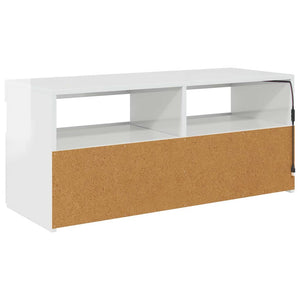 TV-Schrank Weiß Hochglanz mit LED 90cm