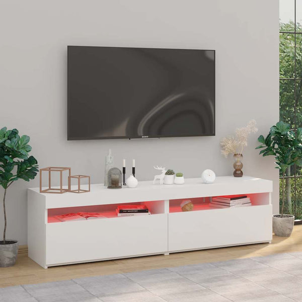 TV-Schränke mit LED-Leuchten, 2er Set, Weiß