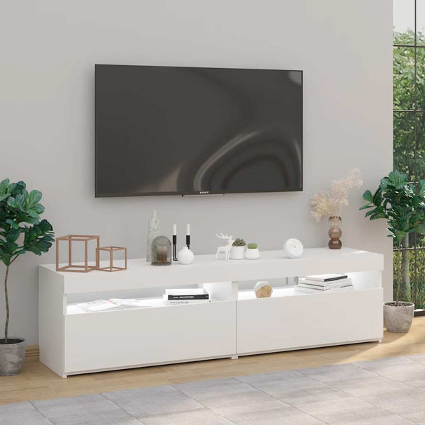 TV-Schränke mit LED-Leuchten, 2er Set, Weiß
