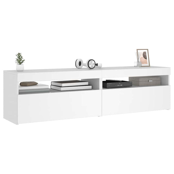 TV-Schränke mit LED-Leuchten, 2er Set, Weiß