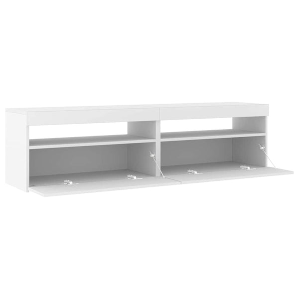 TV-Schränke mit LED-Leuchten, 2er Set, Weiß