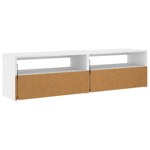 TV-Schränke mit LED-Leuchten, 2er Set, Weiß