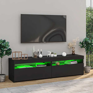 TV-Schränke mit LED Schwarz 75x35x40 cm, 2er-Set