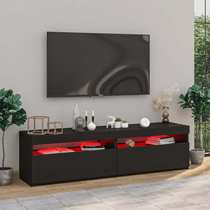 TV-Schränke mit LED Schwarz 75x35x40 cm, 2er-Set