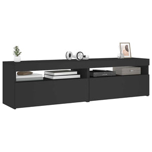 TV-Schränke mit LED Schwarz 75x35x40 cm, 2er-Set