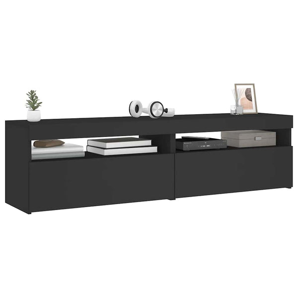 TV-Schränke mit LED Schwarz 75x35x40 cm, 2er-Set