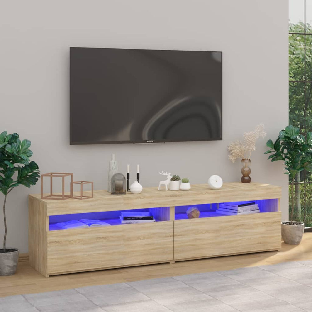 TV-Schränke mit LED Sonoma Eiche 75x35x40 cm, 2er-Set