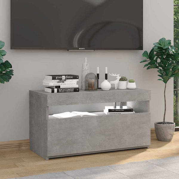 Meuble TV vidaXL avec lumières LED gris béton 75x35x40 cm