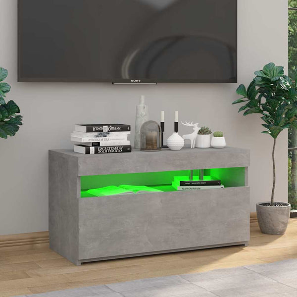 Meuble TV vidaXL avec lumières LED gris béton 75x35x40 cm