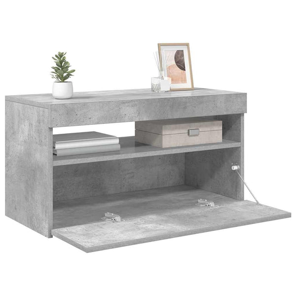 Meuble TV vidaXL avec lumières LED gris béton 75x35x40 cm