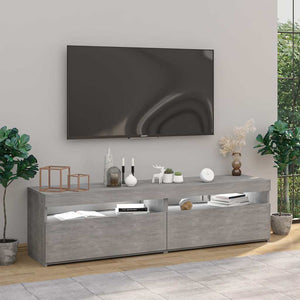 TV-Schränke mit LED Betongrau 75x35x40cm, 2er Set